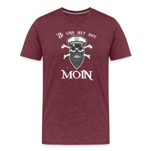 Herren Premium T-Shirt BI UNS HET DAT MOIN TOTENKOPF - Bordeauxrot meliert