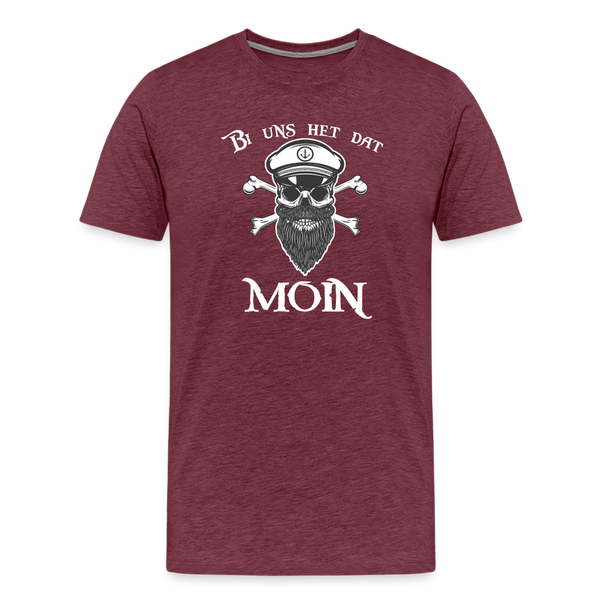 Herren Premium T-Shirt BI UNS HET DAT MOIN TOTENKOPF - Bordeauxrot meliert