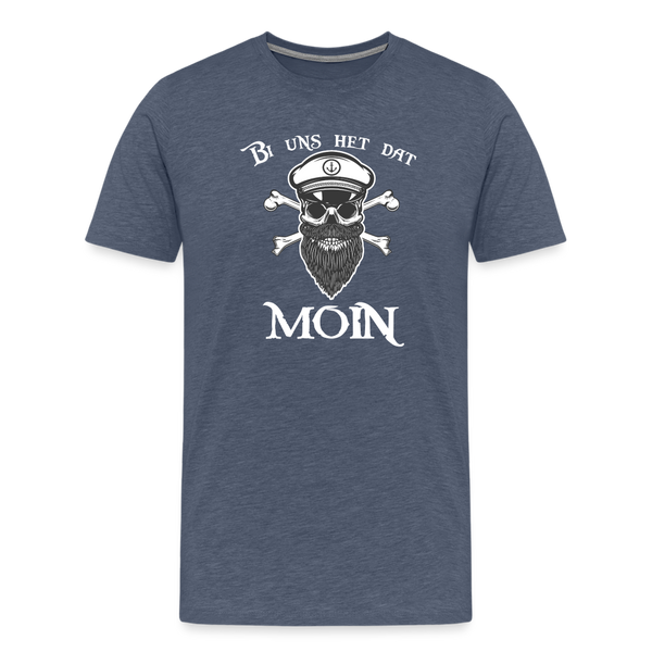 Herren Premium T-Shirt BI UNS HET DAT MOIN TOTENKOPF - Blau meliert