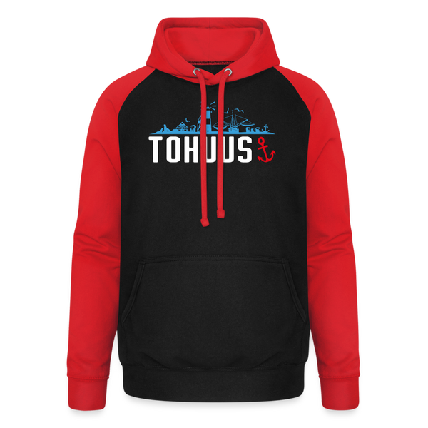 Baseball Hoodie TOHUUS - Schwarz/Rot