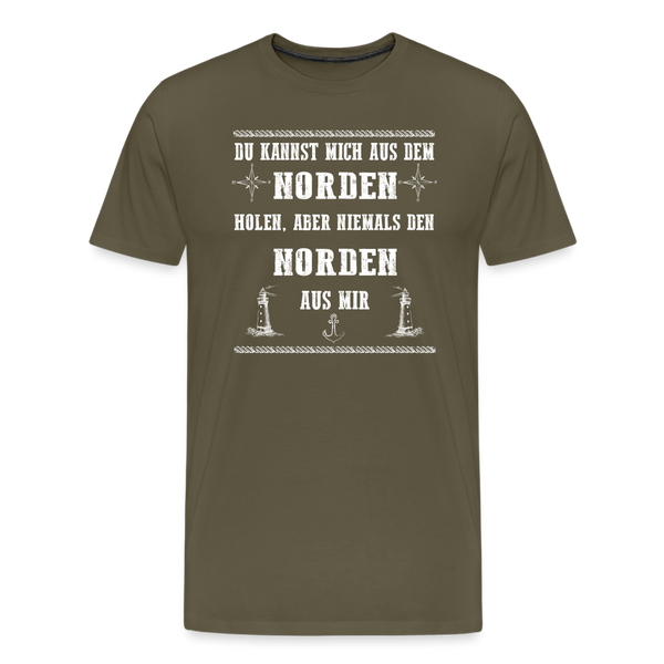 Herren Premium T-Shirt DU KANNST MICH AUS DEM NORDEN HOLEN - Khaki