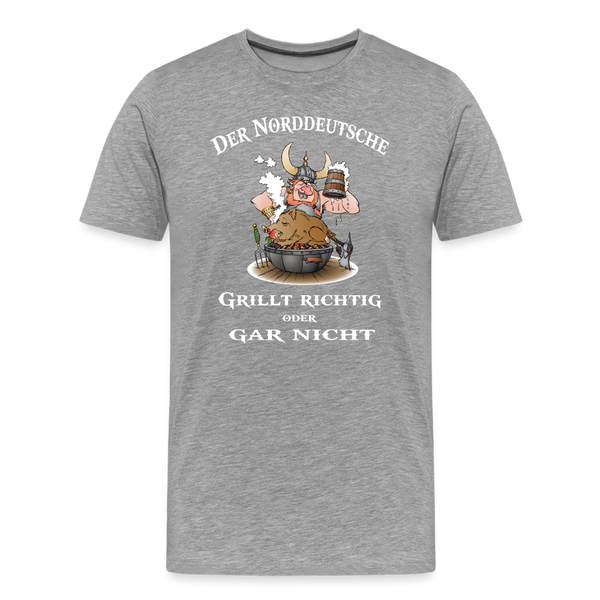 Herren Premium T-Shirt DER NORDDEUTSCHE GRILLT - Grau meliert