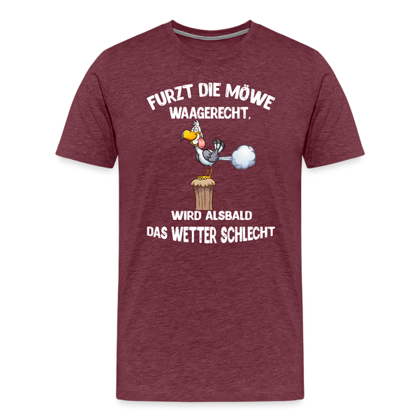 Herren Premium T-Shirt FURZT DIE MÖWE WAAGERECHT - Bordeauxrot meliert