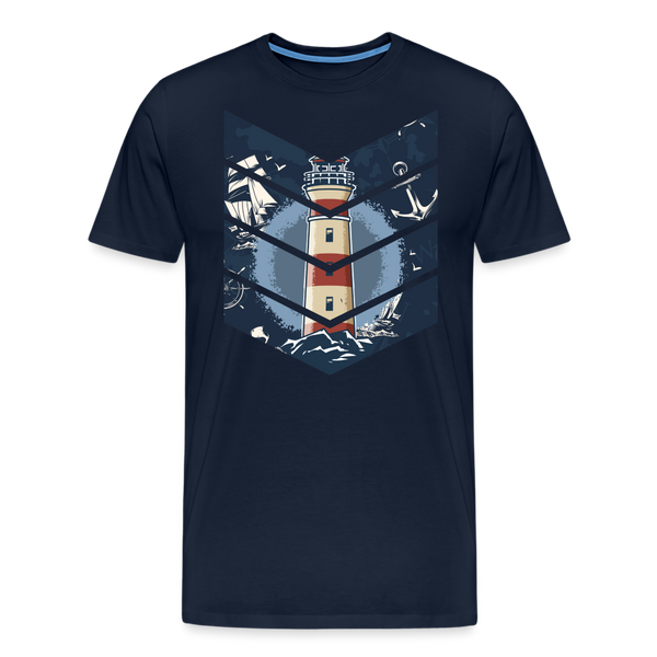 Herren Premium T-Shirt SEGELSCHIFF, MÖWEN UND MEER - Navy