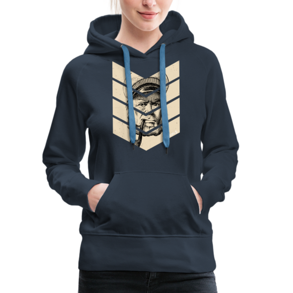 Damen Premium Hoodie MOIN KAPITÄN BEIGE - Navy