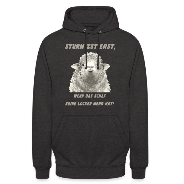 Unisex Hoodie STURM IST ERST WENN DAS SCHAF KEINE LOCKEN MEHR HAT - Anthrazit