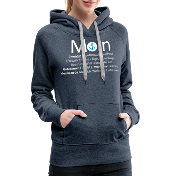 Damen Premium Hoodie GUTEN MOIN - Jeansblau