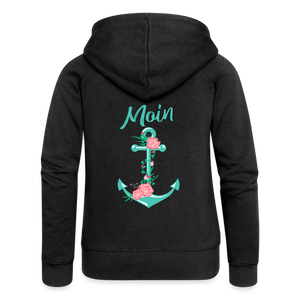 Frauen Premium Kapuzenjacke BLUMENANKER - Schwarz