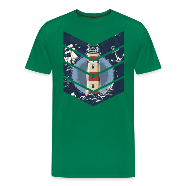 Herren Premium T-Shirt SEGELSCHIFF, MÖWEN UND MEER - Kelly Green