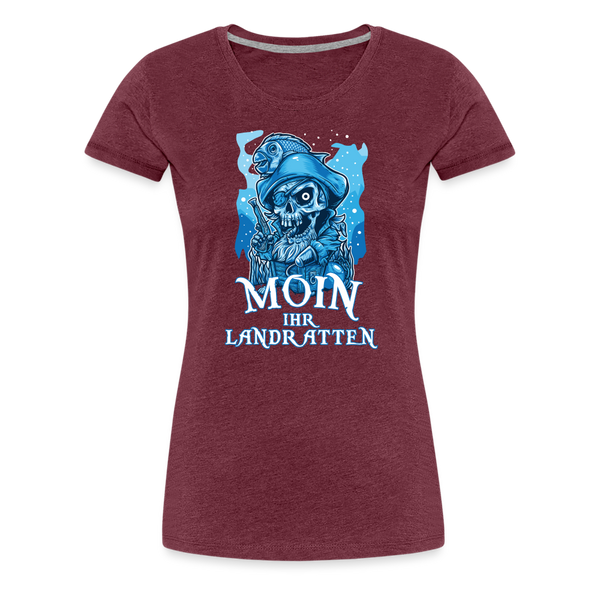 Damen Premium T-Shirt MOIN IHR LANDRATTEN - Bordeauxrot meliert