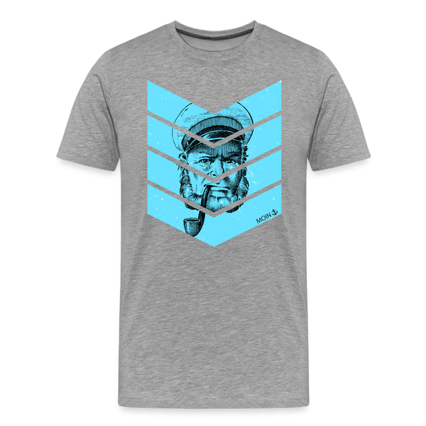 Herren Premium T-Shirt MOIN KAPITÄN BLAU - Grau meliert