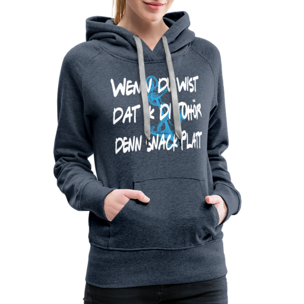 Damen Premium Hoodie SNACK PLATT - Jeansblau