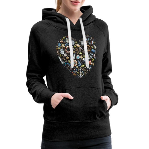 Damen Premium Hoodie NORDDEUTSCHES HERZ - Anthrazit