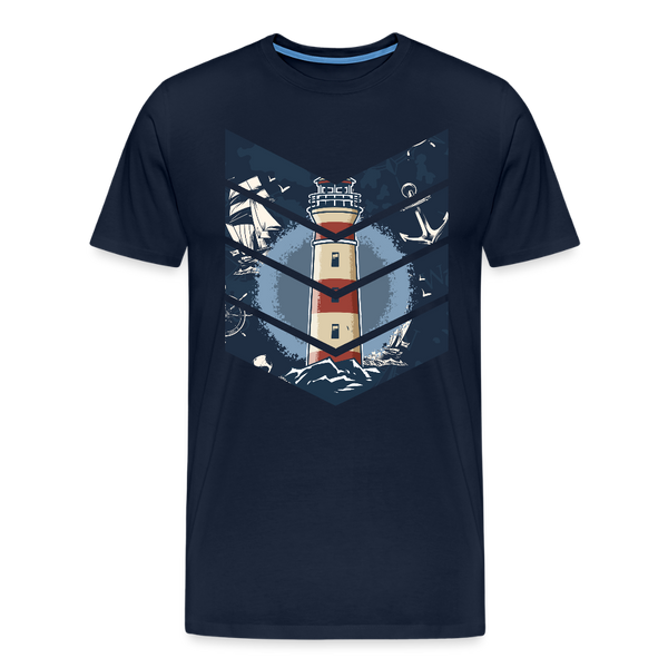 Herren Premium T-Shirt SEGELSCHIFF, MÖWEN UND MEER - Navy