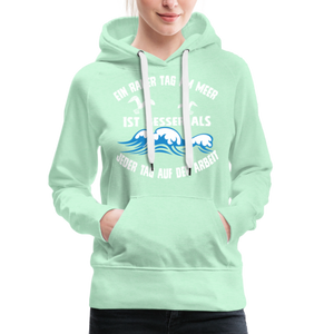 Damen Premium Hoodie EIN RAUER TAG AM MEER - helles Mintgrün