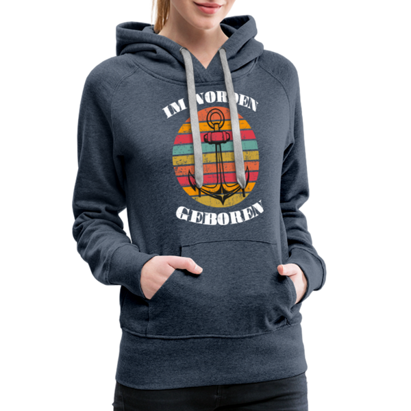 Damen Premium Hoodie IM NORDEN GEBOREN - Jeansblau