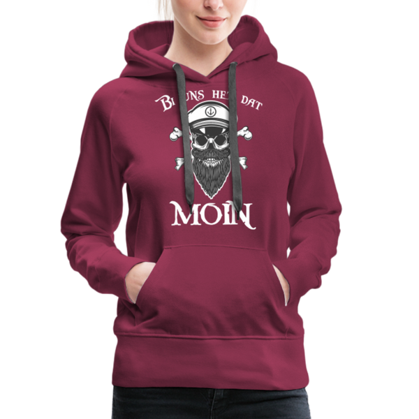 Damen Premium Hoodie Hoodie BI UNS HET DAT MOIN MIT TOTENKOPF - Bordeaux