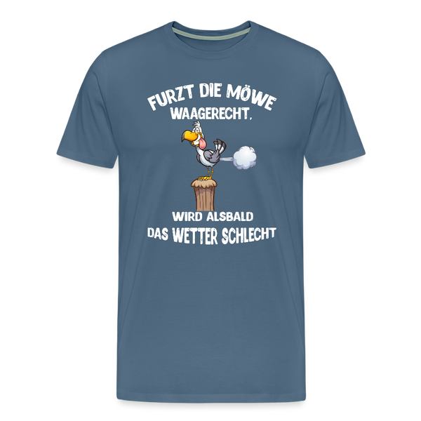 Herren Premium T-Shirt FURZT DIE MÖWE WAAGERECHT - Blaugrau