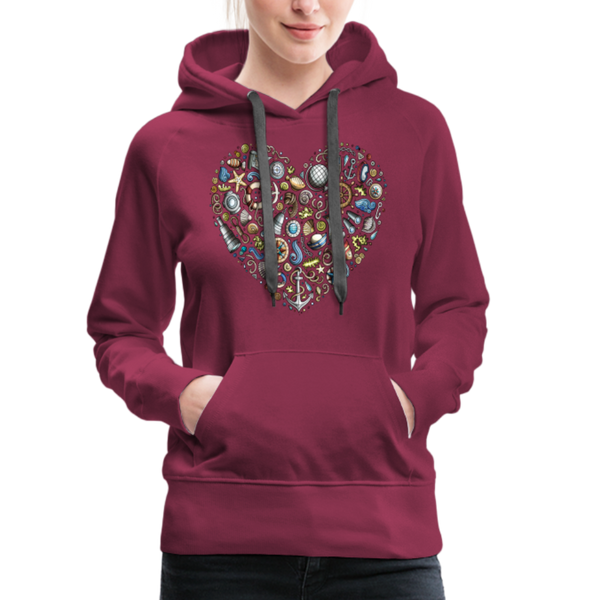 Damen Premium Hoodie NORDDEUTSCHES HERZ - Bordeaux