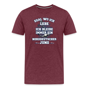 Herren  Premium T-Shirt NORDDEUTSCHER JUNG - Bordeauxrot meliert