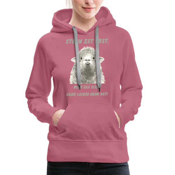 Damen Premium Hoodie STURM IST ERST WENN DAS SCHAF KEINE LOCKEN MEHR HAT - Malve