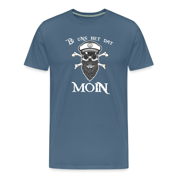 Herren Premium T-Shirt BI UNS HET DAT MOIN TOTENKOPF - Blaugrau