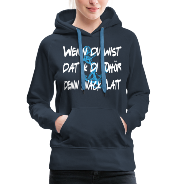 Damen Premium Hoodie SNACK PLATT - Navy