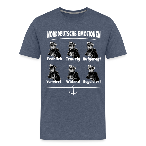 Herren  Premium T-Shirt NORDDEUTSCHE EMOTIONEN | Norddeutscher Humor - Blau meliert