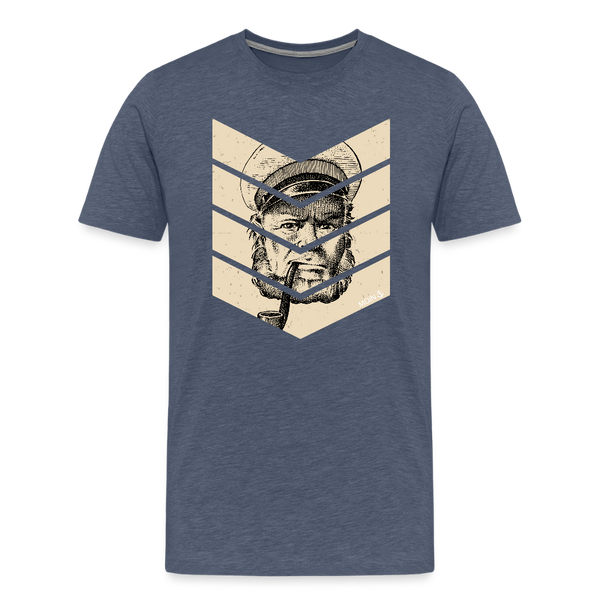 Herren  Premium T-Shirt MOIN KAPITÄN BEIGE - Blau meliert