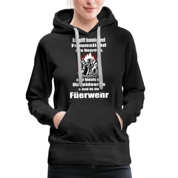 Damen Premium Hoodie DÜVELDEERNS FEUERWEHR - Schwarz