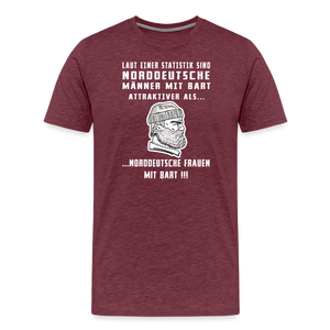 Herren  Premium T-Shirt NORDDEUTSCHE MÄNNER MIT BART - Bordeauxrot meliert