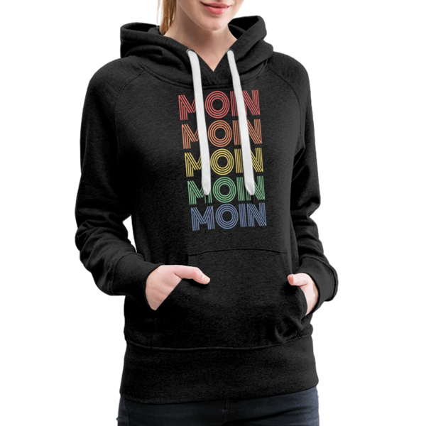 Damen Premium Hoodie MOIN 70er / 80er PARTY STYLE - Anthrazit