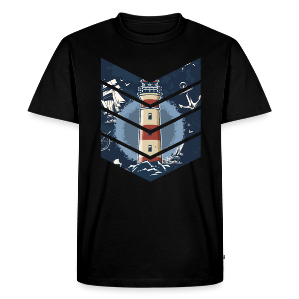 Herren Premium T-Shirt SEGELSCHIFF, MÖWEN UND MEER - Schwarz