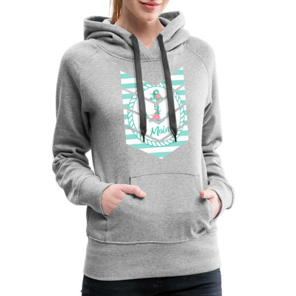 Damen Premium Hoodie BLUMENANKER VINTAGE - Grau meliert