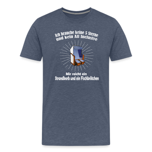 Herren Premium T-Shirt STRANDKORB UND FISCHBRÖTCHEN - Blau meliert
