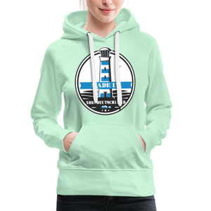 Damen Premium Hoodie MADE IN NORDDEUTSCHLAND MIT LEUCHTTURM - helles Mintgrün