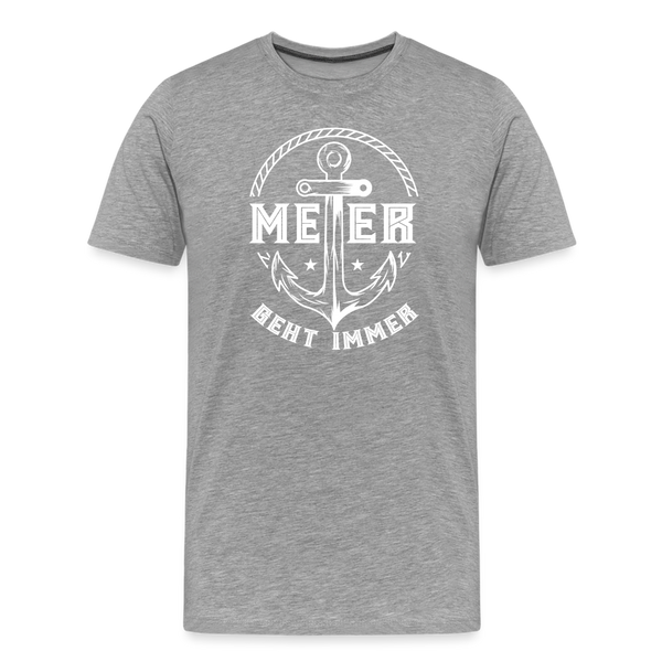 Herren Premium T-Shirt MEER GEHT IMMER ANKER - Grau meliert