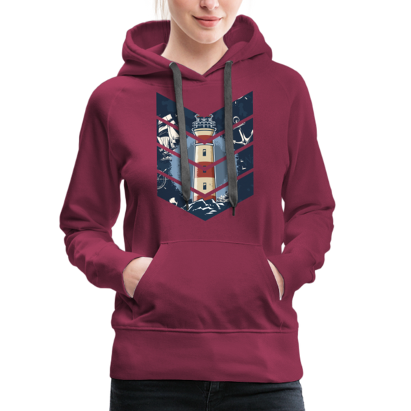 Damen Premium Hoodie LEUCHTTURM, ANKER, SEGELSCHIFF UND MEER - Bordeaux