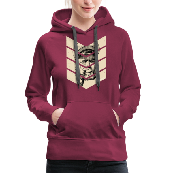 Damen Premium Hoodie MOIN KAPITÄN BEIGE - Bordeaux