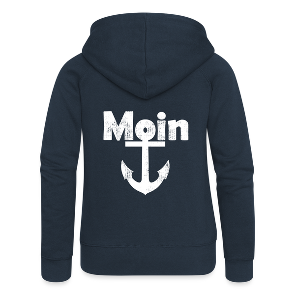 Frauen Premium Kapuzenjacke MOIN ANKER WEIß - Navy