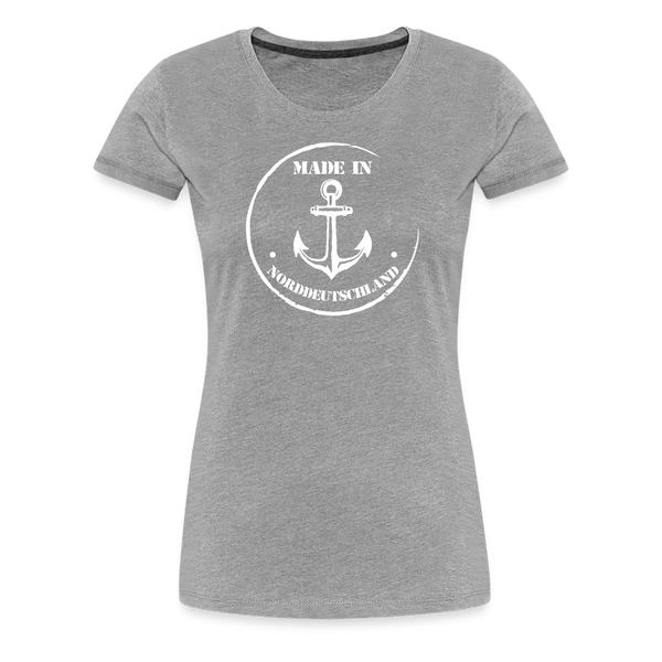 Damen Premium T-Shirt MADE IN NORDDEUTSCHLAND ANKER - Grau meliert