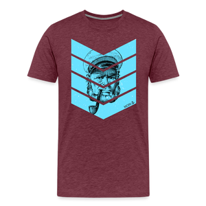 Herren Premium T-Shirt MOIN KAPITÄN BLAU - Bordeauxrot meliert