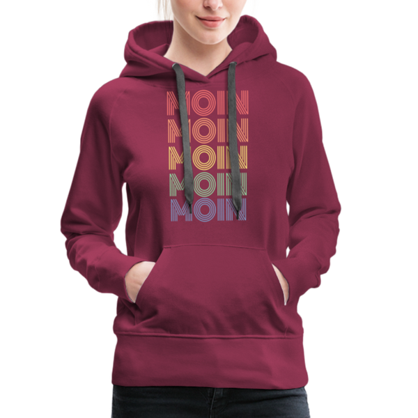 Damen Premium Hoodie MOIN 70er / 80er PARTY STYLE - Bordeaux