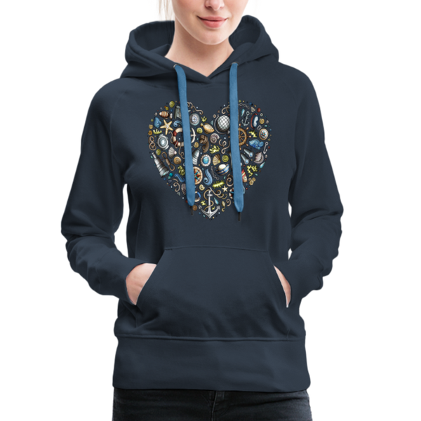 Damen Premium Hoodie NORDDEUTSCHES HERZ - Navy