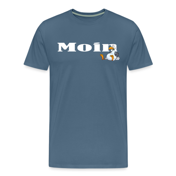 Herren Premium T-Shirt MOIN DICKE MÖWE - Blaugrau