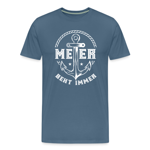 Herren Premium T-Shirt MEER GEHT IMMER ANKER - Blaugrau