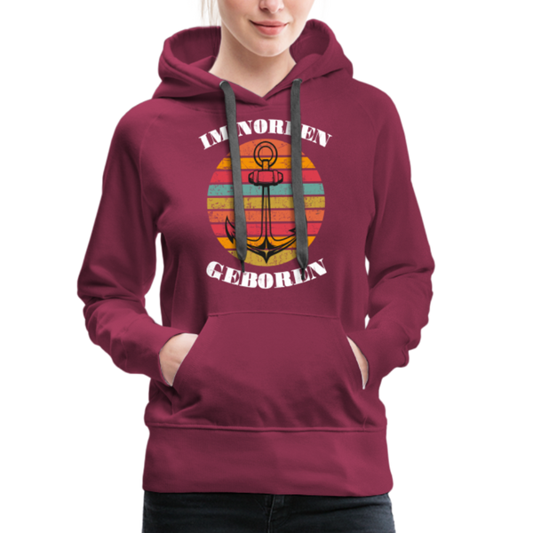 Damen Premium Hoodie IM NORDEN GEBOREN - Bordeaux