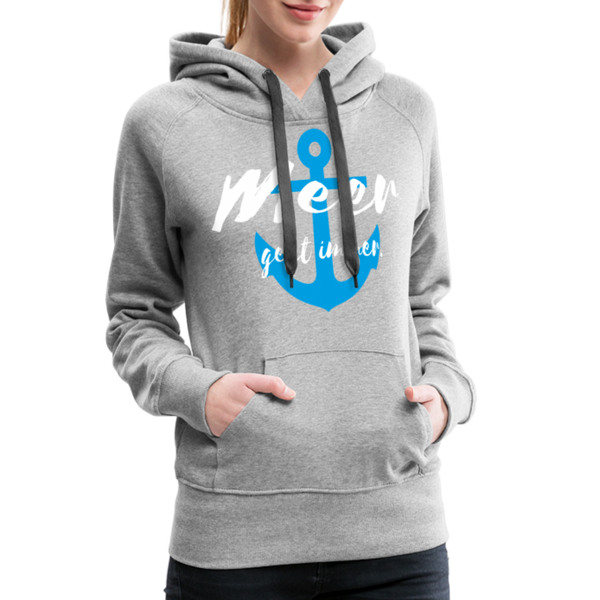 Damen Premium Hoodie MEER GEHT IMMER BLAUER ANKER - Grau meliert