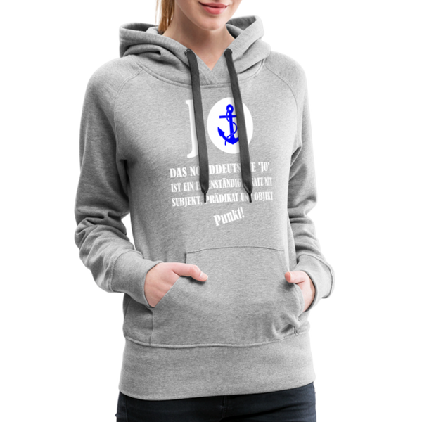 Damen Premium Hoodie DAS NORDDEUTSCHE JO - Grau meliert