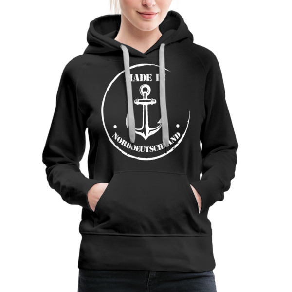 Damen Premium Hoodie MADE IN NORDDEUTSCHLAND MIT ANKER - Schwarz